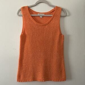 Coldwater Creek Size M 10/12 Sweater Tank Orange Sleeveless Cable Knit
